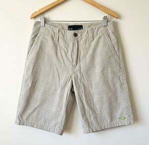Vintage Oakley Golf Shorts Mens 31 Beige Plaid Neon Green Y2K Techwear